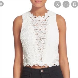 NWT Rebecca Taylor show white lace crop top 10